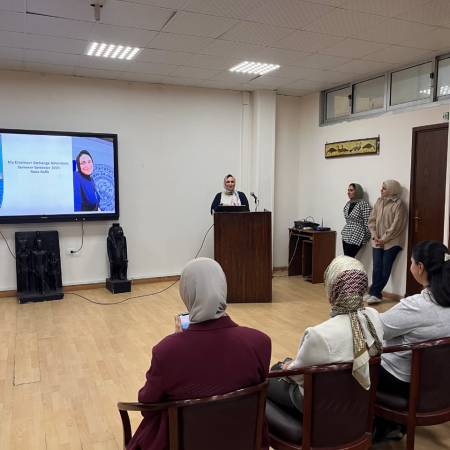 كلية السياحة والفنادق تنظم لقاءا تعريفيا للطلاب وأعضاء هيئة التدريس والهيئة المعاونة بالتعاون مع وحدة إدارة المشروعات للتعريف بفرص الدراسة والبحث العلمي بالخارج..